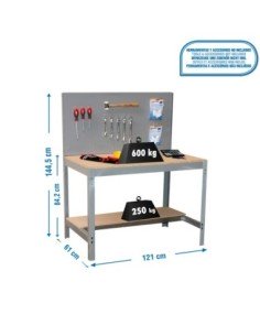 Mesa de Trabajo SIMONWORK BT 2 1200 gris/madera | Mesa de trabajo SimonRack profesional y resistente