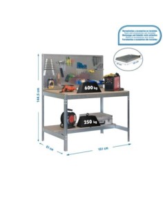 Mesa de Trabajo SIMONWORK BT 2 1500 galva/madera | Mesa de trabajo SimonRack profesional y resistente