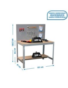 Mesa de Trabajo SIMONWORK BT 2 1500 gris/madera | Mesa de trabajo SimonRack profesional y resistente