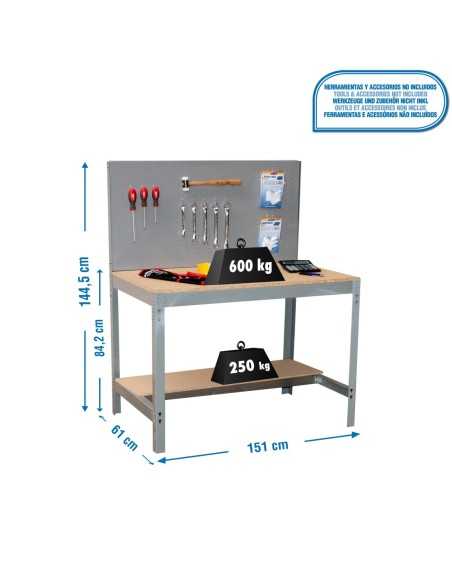 Mesa de Trabajo SIMONWORK BT 2 1500 gris/madera | Mesa de trabajo SimonRack profesional y resistente