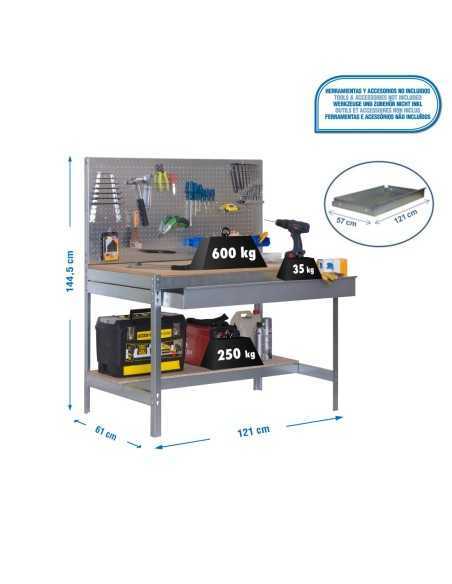 Mesa de Trabajo SIMONWORK BT 2 box 1200 galva/madera | Mesa de trabajo SimonRack profesional y resistente