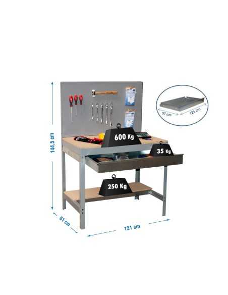 Mesa de Trabajo SIMONWORK BT 2 box 1200 gris/madera | Mesa de trabajo SimonRack profesional y resistente