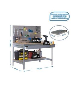 Mesa de Trabajo SIMONWORK BT 2 box 1500 galva/madera | Mesa de trabajo SimonRack profesional y resistente