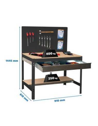 Mesa de Trabajo SIMONWORK BT 2 box 900 antracita/madera | Mesa de trabajo SimonRack profesional y resistente