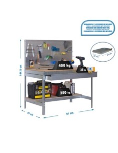 Mesa de Trabajo SIMONWORK BT 2 box 900 galva/madera | Mesa de trabajo SimonRack profesional y resistente