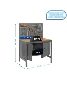 Mesa de Trabajo SIMONWORK BT 2 cabinet 1200 gris/madera | Mesa de trabajo SimonRack profesional y resistente