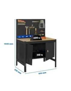 Mesa de Trabajo SIMONWORK BT 2 cabinet 900 antracita/madera | Mesa de trabajo SimonRack profesional y resistente