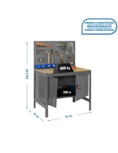 Mesa de Trabajo SIMONWORK BT 2 cabinet 900 gris/madera | Mesa de trabajo SimonRack profesional y resistente