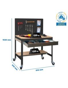 Mesa de Trabajo SIMONWORK con Ruedas BT 2 box 900 antracita/madera 2