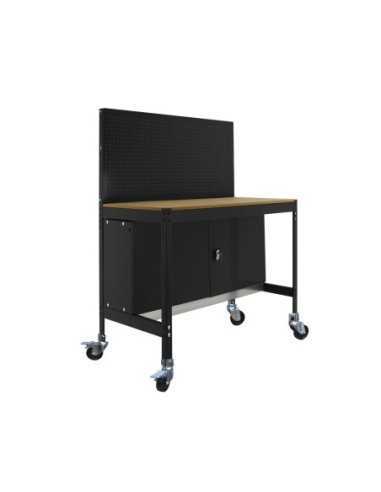 Mesa de Trabajo SIMONWORK con Ruedas BT 2 cabinet 1200 antracita/madera | Mesa de trabajo SimonRack profesional y resistente