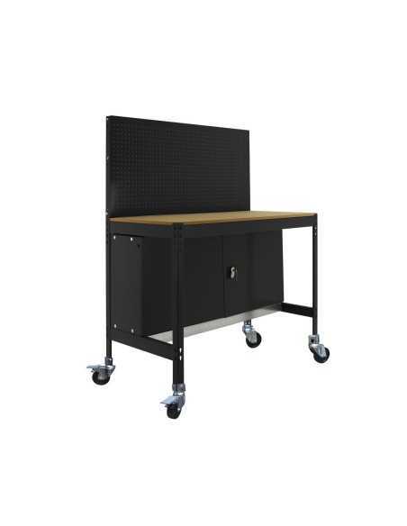 Mesa de Trabajo SIMONWORK con Ruedas BT 2 cabinet 1200 antracita/madera | Mesa de trabajo SimonRack profesional y resistente