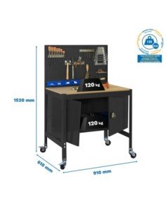 Mesa de Trabajo SIMONWORK con Ruedas BT 2 cabinet 900 antracita/madera | Mesa de trabajo SimonRack profesional y resistente