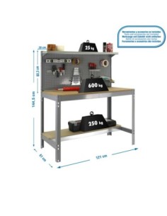 Mesa de Trabajo SIMONWORK BT 3 1200 gris/madera | Mesa de trabajo SimonRack profesional y resistente