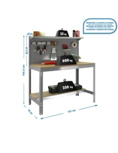 Mesa de Trabajo SIMONWORK BT 3 1500 gris/madera | Mesa de trabajo SimonRack profesional y resistente