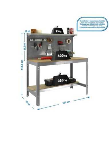 Mesa de Trabajo SIMONWORK BT 3 1500 gris/madera | Mesa de trabajo SimonRack profesional y resistente