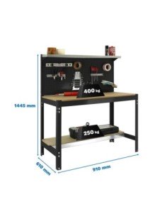 Mesa de Trabajo SIMONWORK BT 3 900 antracita/madera | Mesa de trabajo SimonRack profesional y resistente