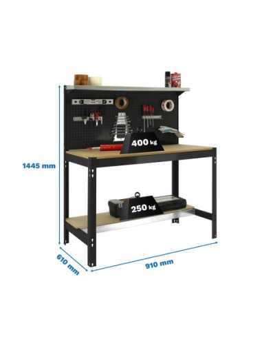Mesa de Trabajo SIMONWORK BT 3 900 antracita/madera | Mesa de trabajo SimonRack profesional y resistente