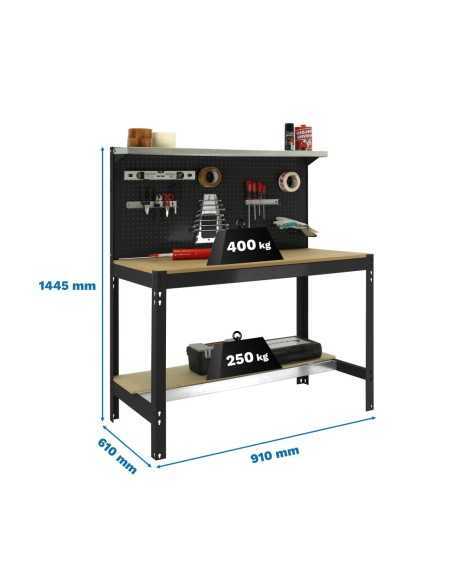 Mesa de Trabajo SIMONWORK BT 3 900 antracita/madera | Mesa de trabajo SimonRack profesional y resistente