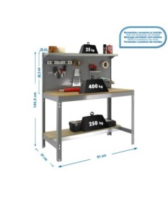 Mesa de Trabajo SIMONWORK BT 3 900 gris/madera | Mesa de trabajo SimonRack profesional y resistente