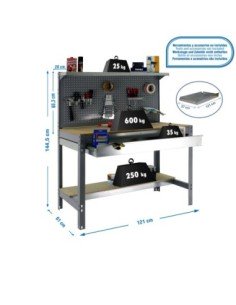 Mesa de Trabajo SIMONWORK BT 3 box 1200 gris/madera | Mesa de trabajo SimonRack profesional y resistente