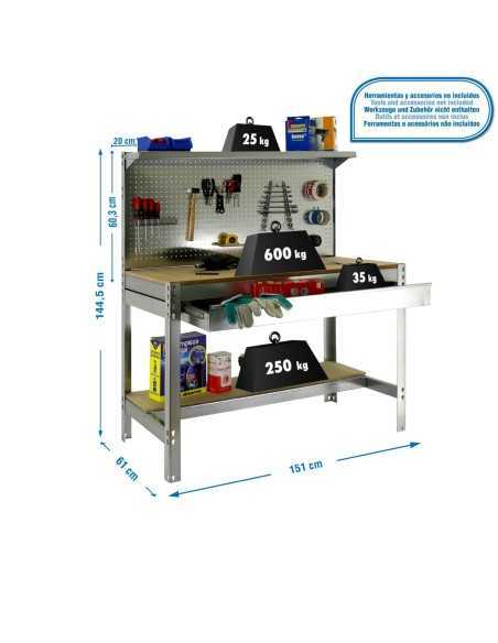 Mesa de Trabajo SIMONWORK BT 3 box 1500 galva/madera | Mesa de trabajo SimonRack profesional y resistente