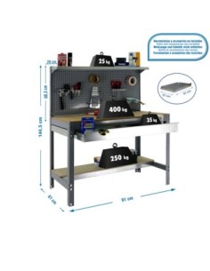 Mesa de Trabajo SIMONWORK BT 3 box 900 gris/madera | Mesa de trabajo SimonRack profesional y resistente