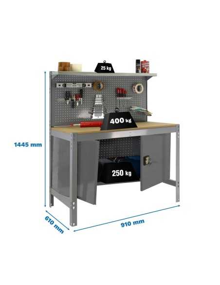 Mesa de Trabajo SIMONWORK BT 3 cabinet 900 gris/madera | Mesa de trabajo SimonRack profesional y resistente
