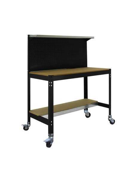 Mesa de Trabajo SIMONWORK con Ruedas BT 3 1500 antracita/madera | Mesa de trabajo SimonRack profesional y resistente