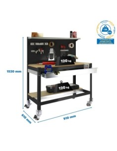 Mesa de Trabajo SIMONWORK con Ruedas BT 3 box 900 antracita/madera 2