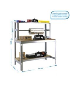 Mesa de Trabajo SIMONWORK BT 4 1500 galva/madera | Mesa de trabajo SimonRack profesional y resistente