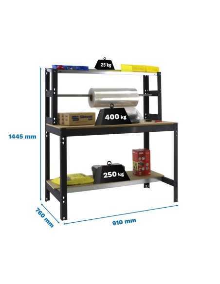 Mesa de Trabajo SIMONWORK BT 4 900 antracita/madera | Mesa de trabajo SimonRack profesional y resistente