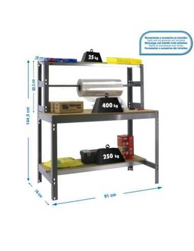 Mesa de Trabajo SIMONWORK BT 4 900 gris/madera | Mesa de trabajo SimonRack profesional y resistente