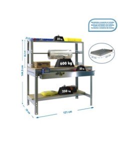 Mesa de Trabajo SIMONWORK BT 4 box 1200 galva/madera | Mesa de trabajo SimonRack profesional y resistente