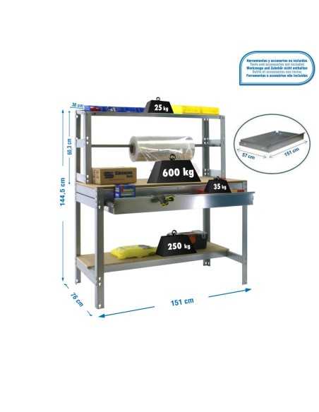 Mesa de Trabajo SIMONWORK BT 4 box 1500 galva/madera | Mesa de trabajo SimonRack profesional y resistente