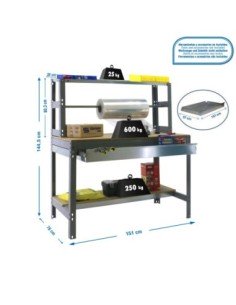 Mesa de Trabajo SIMONWORK BT 4 box 1500 gris/madera | Mesa de trabajo SimonRack profesional y resistente