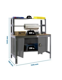 Mesa de Trabajo SIMONWORK BT 4 cabinet 1200 gris/madera | Mesa de trabajo SimonRack profesional y resistente