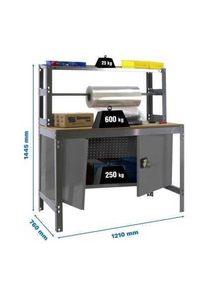 Mesa de Trabajo SIMONWORK BT 4 cabinet 1200 gris/madera | Mesa de trabajo SimonRack profesional y resistente