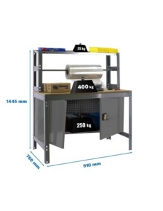 Mesa de Trabajo SIMONWORK BT 4 cabinet 900 gris/madera | Mesa de trabajo SimonRack profesional y resistente