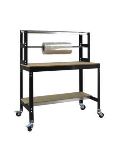 Mesa de Trabajo SIMONWORK con Ruedas BT 4 1200 antracita/madera | Mesa de trabajo SimonRack profesional y resistente