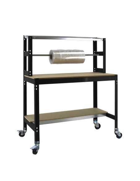 Mesa de Trabajo SIMONWORK con Ruedas BT 4 1500 antracita/madera | Mesa de trabajo SimonRack profesional y resistente