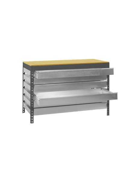 Mesa de Trabajo SIMONWORK bt5 box6 1200 antracita/madera | Mesa de trabajo SimonRack profesional y resistente
