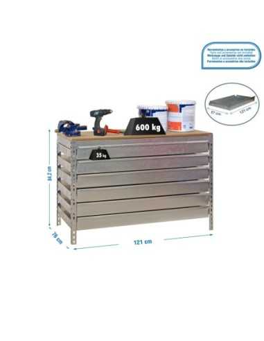 Mesa de Trabajo SIMONWORK bt5 box6 1200 galva/madera | Mesa de trabajo SimonRack profesional y resistente