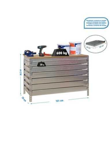 Mesa de Trabajo SIMONWORK bt5 box6 1500 galva/madera | Mesa de trabajo SimonRack profesional y resistente
