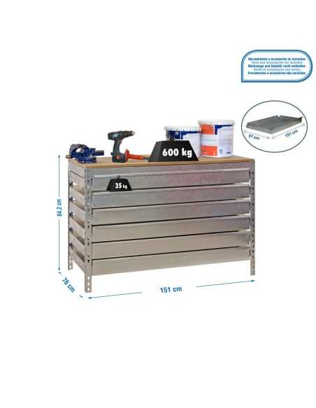Mesa de Trabajo SIMONWORK bt5 box6 1500 galva/madera | Mesa de trabajo SimonRack profesional y resistente