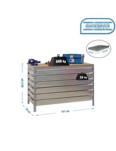 Mesa de Trabajo SIMONWORK bt5 box6 1500 gris/madera | Mesa de trabajo SimonRack profesional y resistente