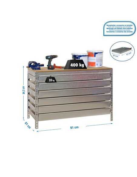 Mesa de Trabajo SIMONWORK bt5 box6 900 galva/madera | Mesa de trabajo SimonRack profesional y resistente