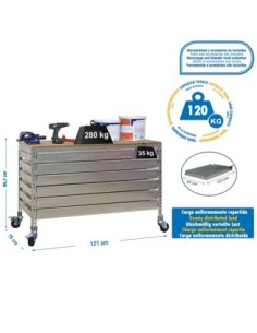 Mesa de Trabajo SIMONWORK con Ruedas bt5 box6 1200 galva/madera | Mesa de trabajo SimonRack profesional y resistente