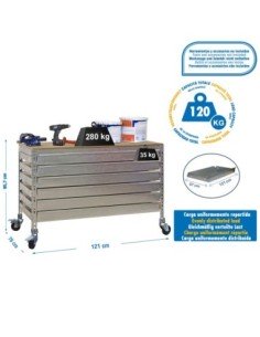 Mesa de Trabajo SIMONWORK con Ruedas bt5 box6 1200 galva/madera | Mesa de trabajo SimonRack profesional y resistente