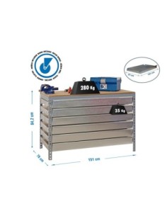 Mesa de Trabajo SIMONWORK con Ruedas bt5 box6 1500 galva/madera | Mesa de trabajo SimonRack profesional y resistente