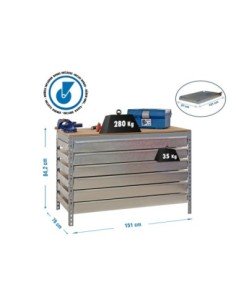 Mesa de Trabajo SIMONWORK con Ruedas bt5 box6 1500 galva/madera | Mesa de trabajo SimonRack profesional y resistente